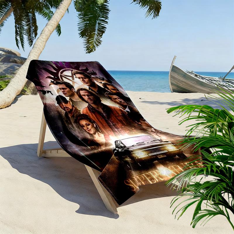 Supernatural Print Beach Towel, Large Soft Quick Dry Towel for Beach Camping Swimming