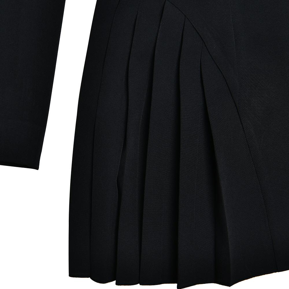 2024 Осень Черный Блейзер Мини Платье Для Женщин Модный V-образный вырез однобортный с длинным рукавом Высокая талия плиссированное сексуальное платье