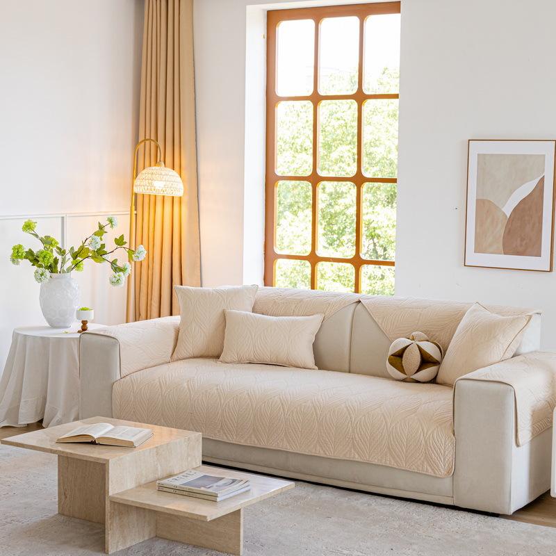 Pure Cotton Sofa Cushion Universal In All Seasons  New Fixed Non-Slip Cover Light Luxury High-End Feeling Cloth Towel Seat Cushion