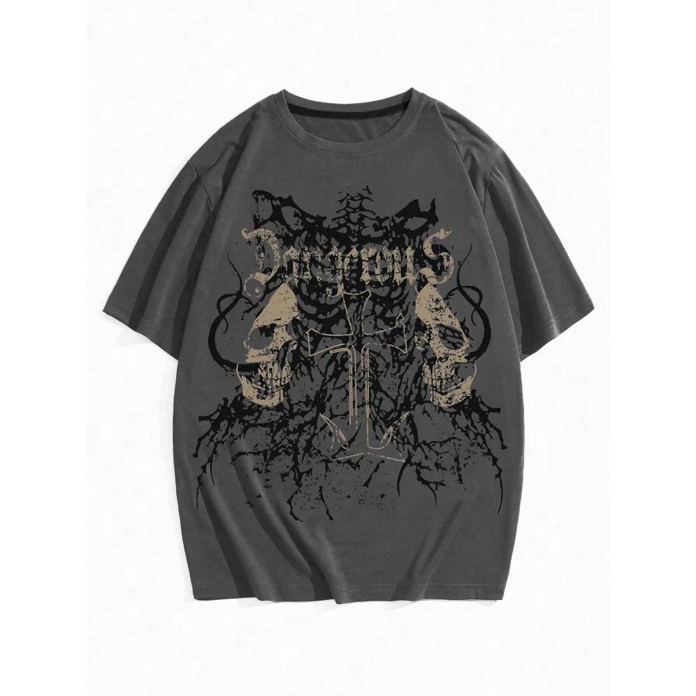 Футболка из хлопка унисекс с принтом гранж-панк-черепов для женщин и мужчин, роскошный бренд, модная футболка большого размера, повседневная классическая футболка с коротким рукавом