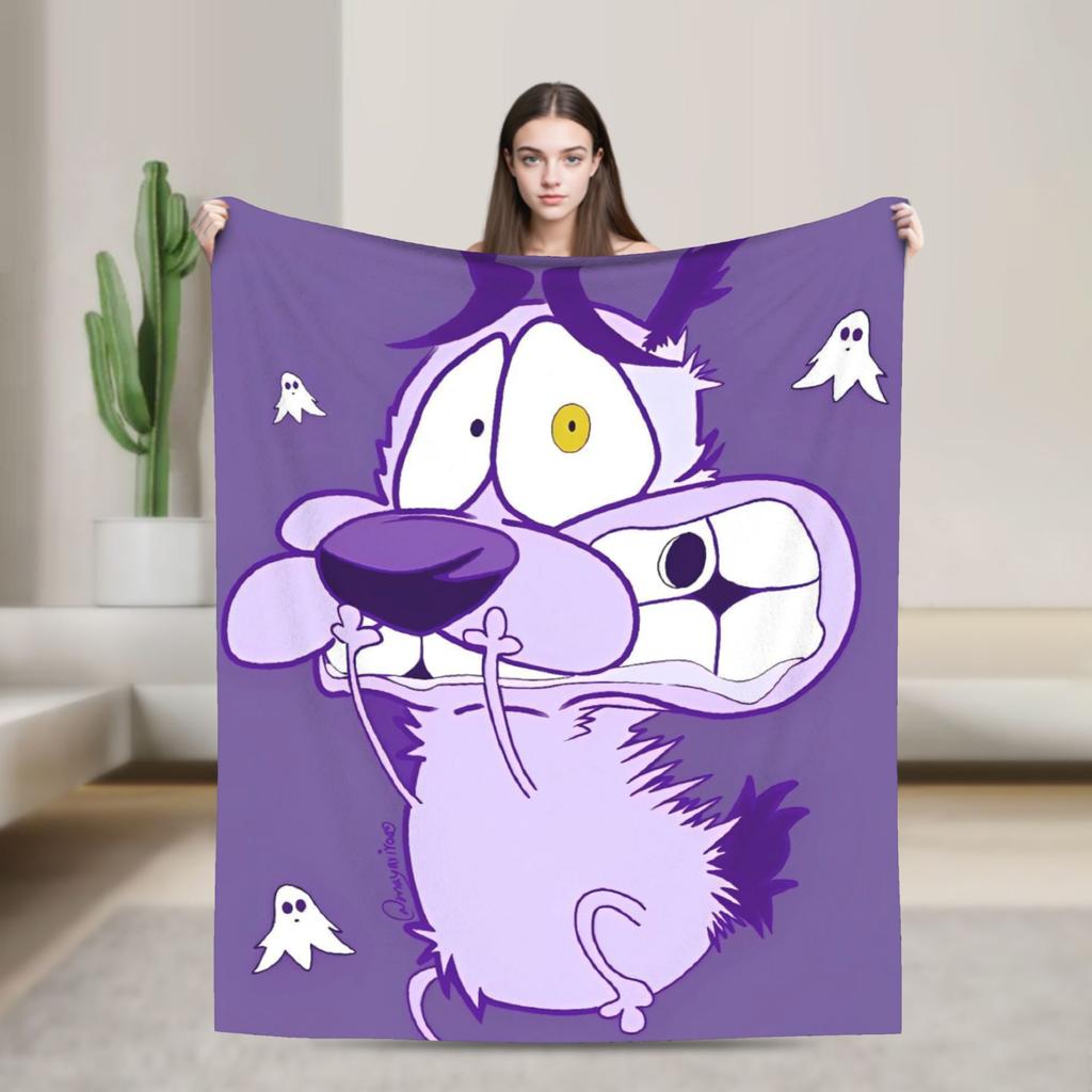 Courage Cowardlys Dog Blanket Quality Super Soft Throw Blanket Winter Boy Girl Couch Chair Funny Bedspread
