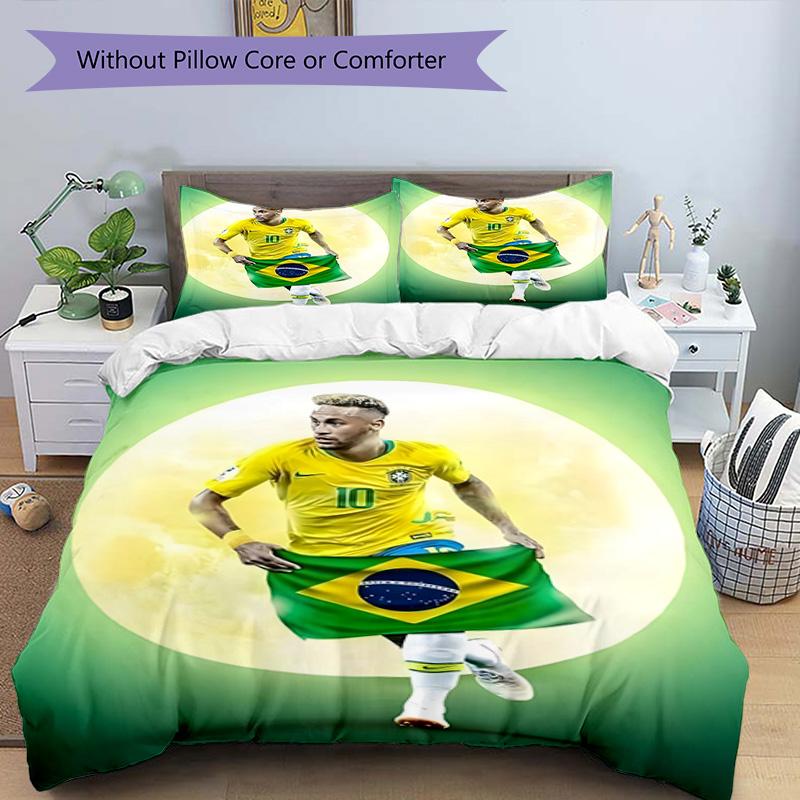 3pcs Neymar1 Design Cover Set - HD Printed Bedding with 1 Cover and 2 Pillowcases - Perfect for Home and Dorm Decor