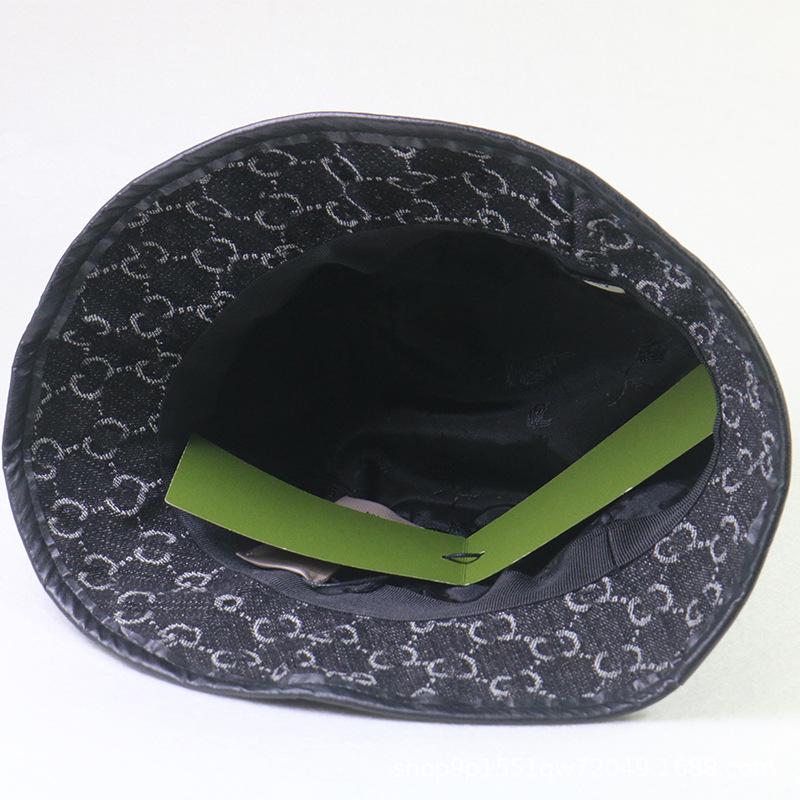 Модная джинсовая шляпа-рыбака GG: Цветной блок Весна/Осень, Вышивка букв, Универсальная корейская панама-ведро.