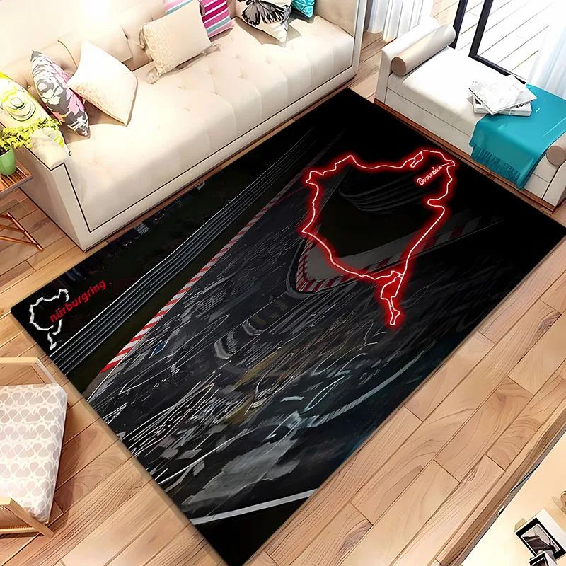 3D HD Ковер-дорожка Международная трасса Формулы-1 Нюрбургринг, Ковер для гостиной, спальни, дивана, придверный коврик для декора, Нескользящий напольный коврик для детских игр, Подарок