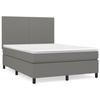 3141618 vidaXL Lit à sommier tapissier avec matelas Gris foncé 140x200cm Tissu