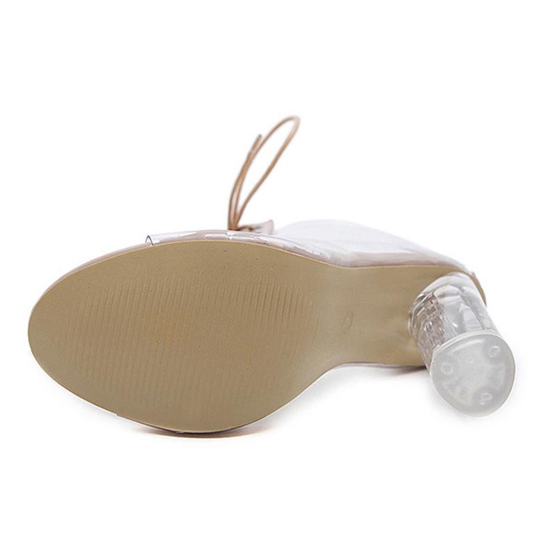 Новые сексуальные прозрачные гладиаторские сандалии из ПВХ с открытым носком, удобные осенние женские сапоги на толстом каблуке, модные универсальные сапоги для стриптиза