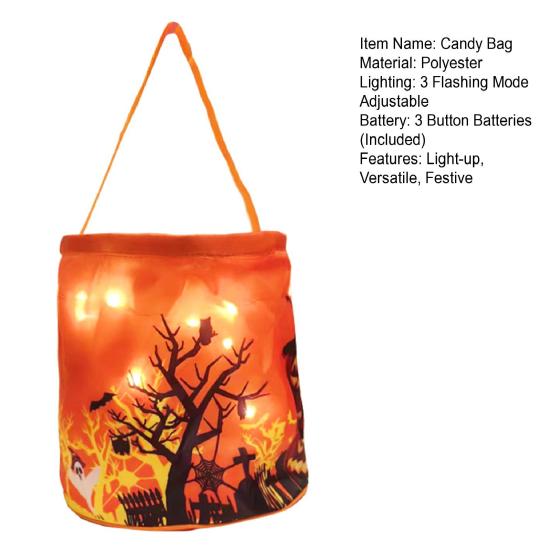 Хэллоуин светодиодный мешок конфет светящийся призрак тыква гадость или жизнь корзина конфет многоразовый