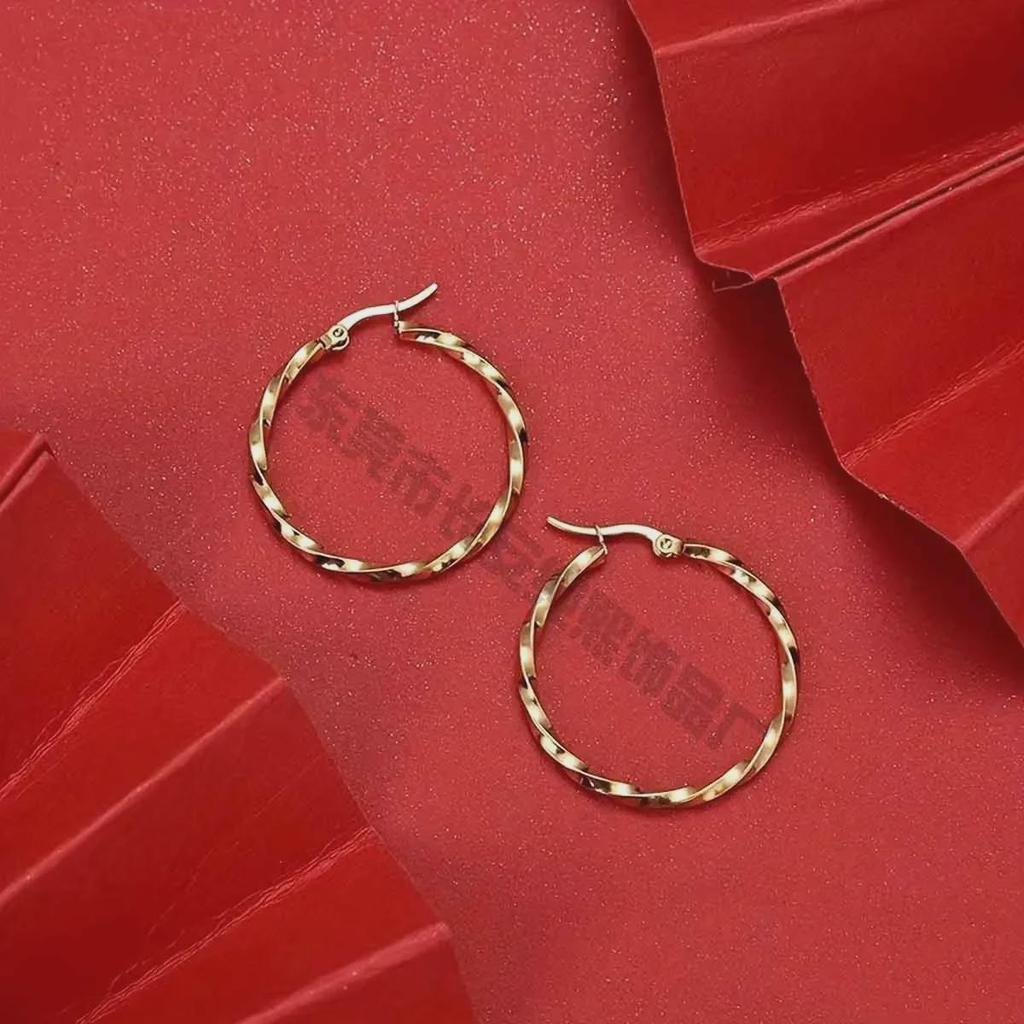 Серьги из титановой стали с геометрической огранкой в европейском и американском стиле, 30 мм