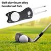 Golf Green Fork with Magnetic Suction Function Compact Size Portable Magnetic Putt Alignment Ball Marker Foldable Golf Divot Repair Tool