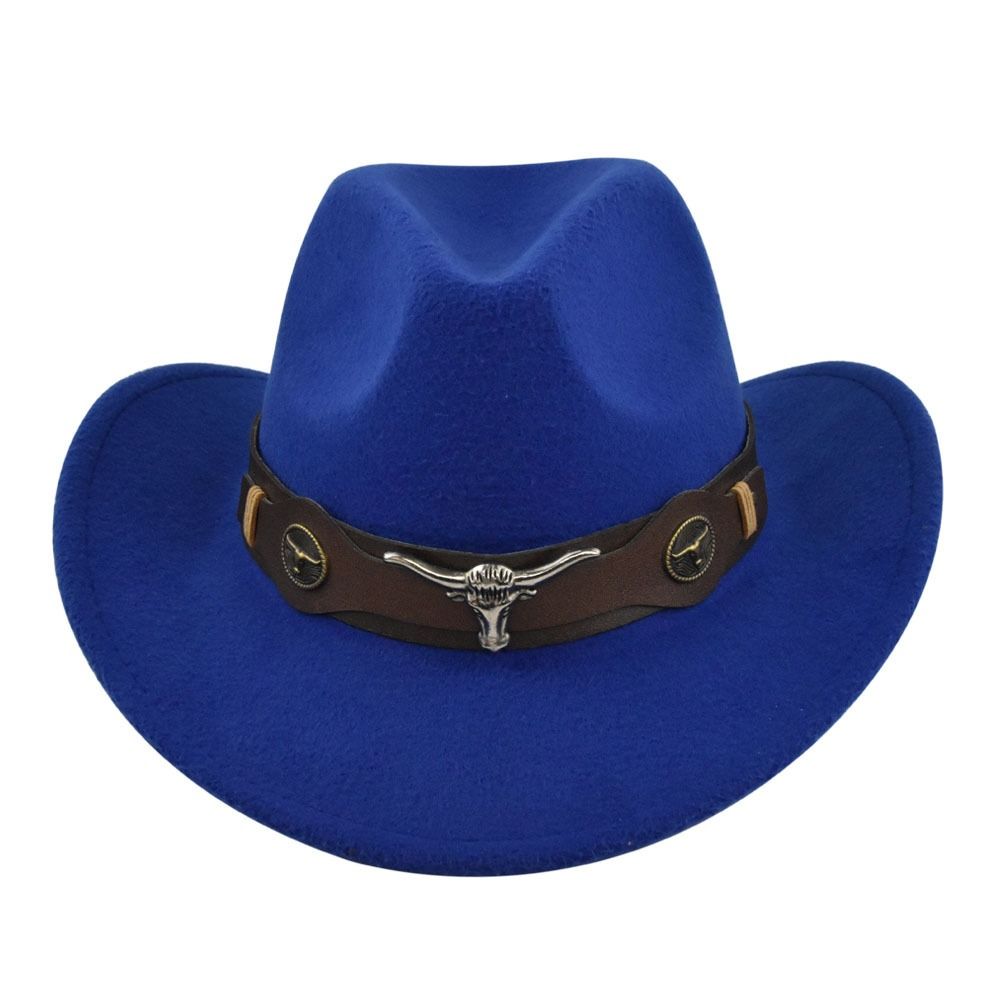 Solid Color Cowgirl Jazz Hat Woolen Party Cosplay Hat Vintage Western Cowboy Hat  Cycling Caps