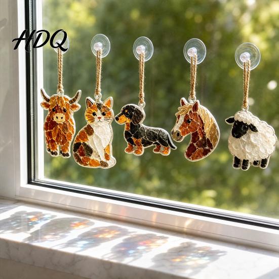 Holiday Window Decorations 5Pcs Acrylic Suncatcher Hangings Sea Glass Collage Kit