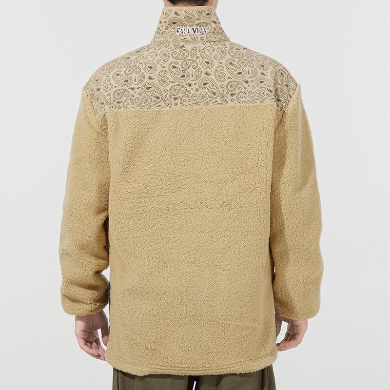 Puma Paisley Cashew Flower Patch Pocket Contrast Fleece-Lined Stand Collar Logo Jacket Men Jackets Khaki 534984-12
