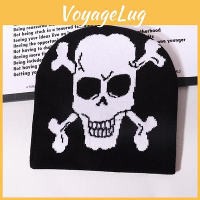 Вязаная шапка с узором черепа для уличной одежды и Хэллоуина зима