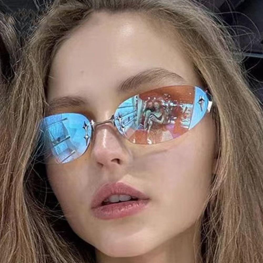 UV Protection Frameless Sunglasses Trend Punk Eyeglasses Cool Retro Eyeglasses  Streetwear