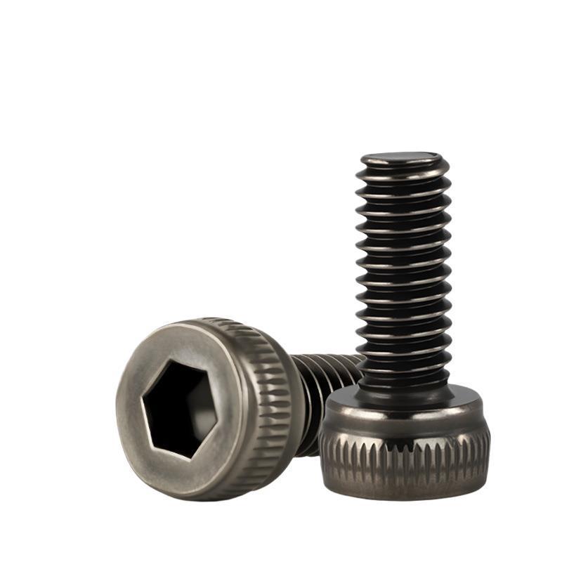 Yigu High-Strength Black Nickel Hex Socket Screw, M1.6-M4, Knurled Cup Head Bolt, 12.9 Grade.