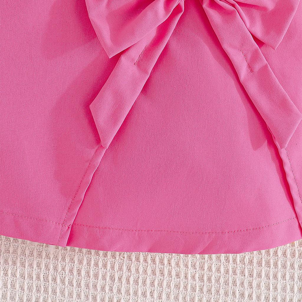 Новый комплект для девочек: топ с короткими рукавами-крылышками и бантом + короткая юбка + шляпа. Милый модный комплект