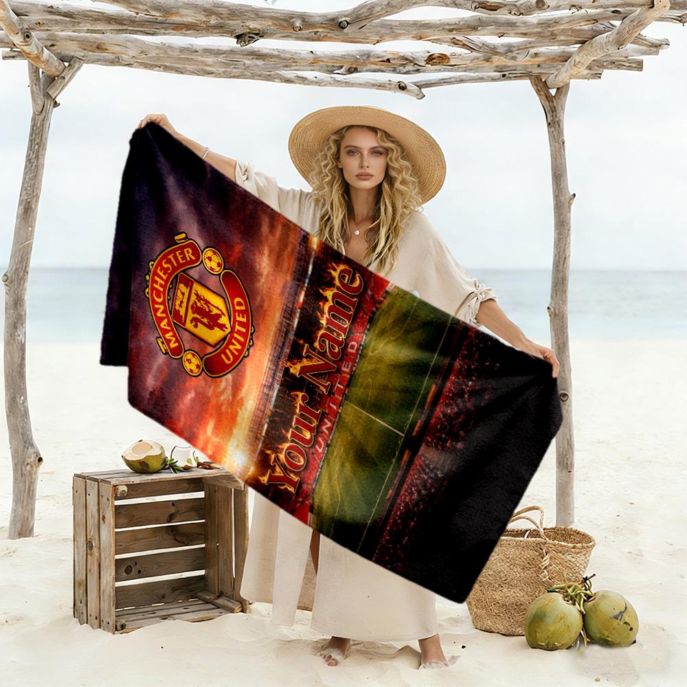 Manchester Customize Text Beach Towel Quick-Dry Soft Microfiber