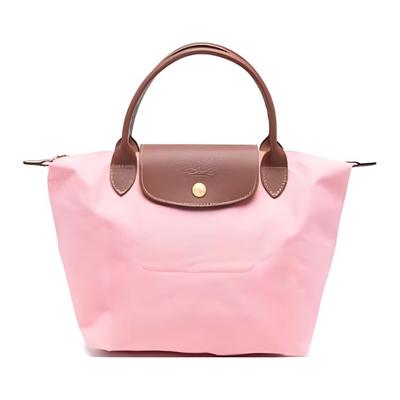 Le Pliage Original Сумка-тоут из ткани с принтом логотипа и золотой кнопкой Маленькая женская сумка-тоут Хлопковая конфета L1621089P92