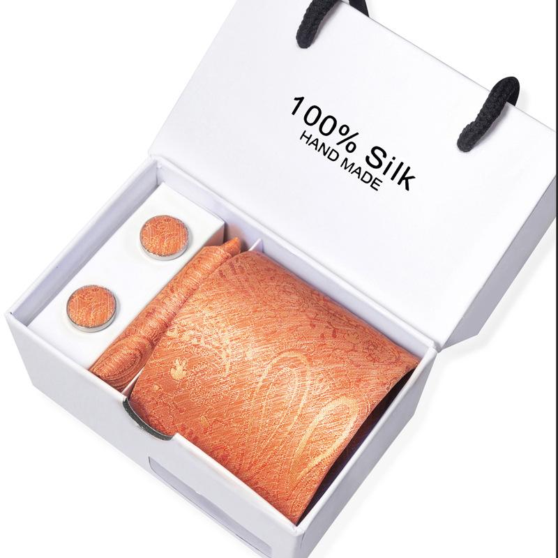 Мужской деловой галстук, квадратный шарф, подарочная коробка, полосатый простой костюм, рубашка, галстук, черный подарочный набор в коробке