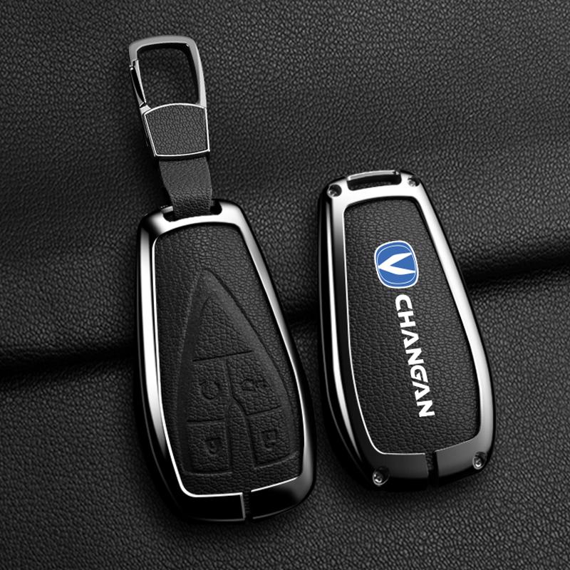 Для чехла-брелока Changan Unik Cs35Plus Cs55 Plus Cs75 Plus Oshan X7 X5 Сумка для автомобильного ключа Кожа козы Цинковый сплав Кожаная защитная C