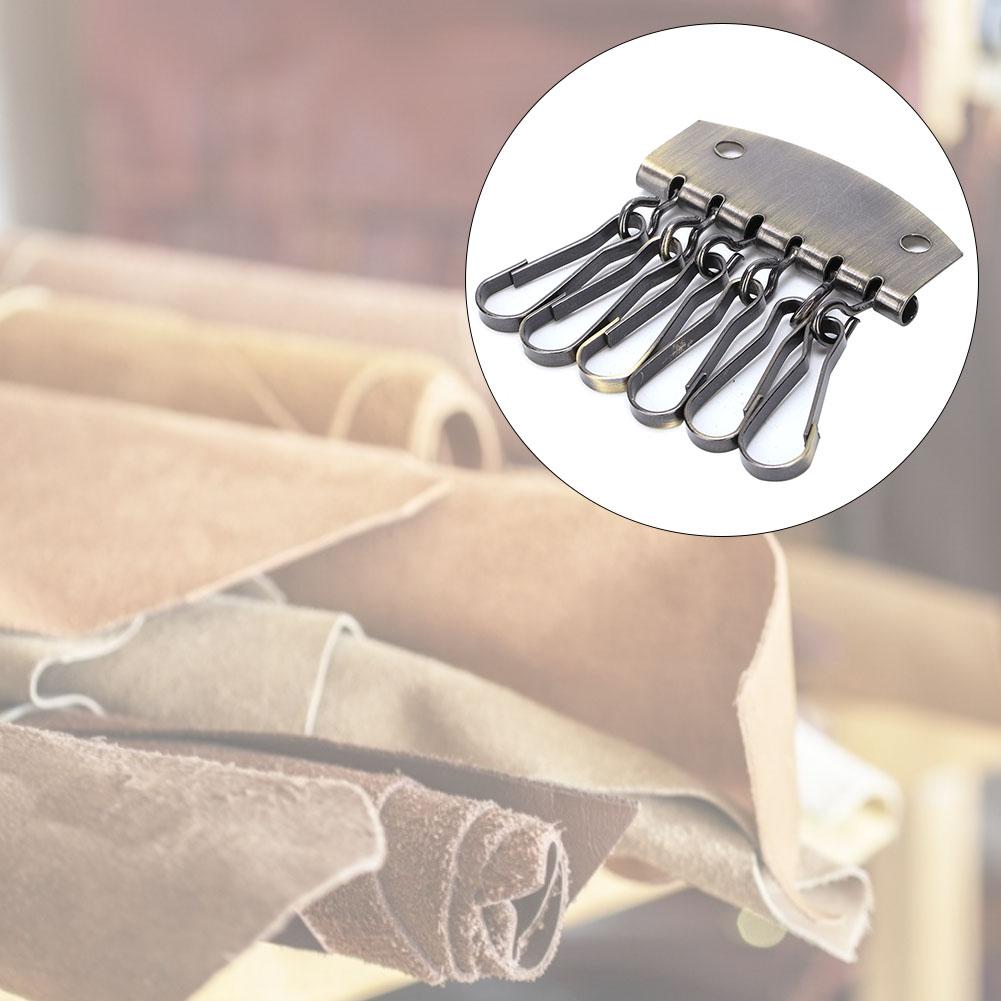 Кошелек для ключей, кожаная сумка, фурнитура, кольцо для ключей, органайзер, держатель, 6 крючков, застежка, зажим ( бронза)