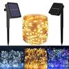 LED Solar-Powered Colored Copper Wire String Lights - Outdoor Waterproof Christmas Decoration with Flashing Festive Atmosphere.