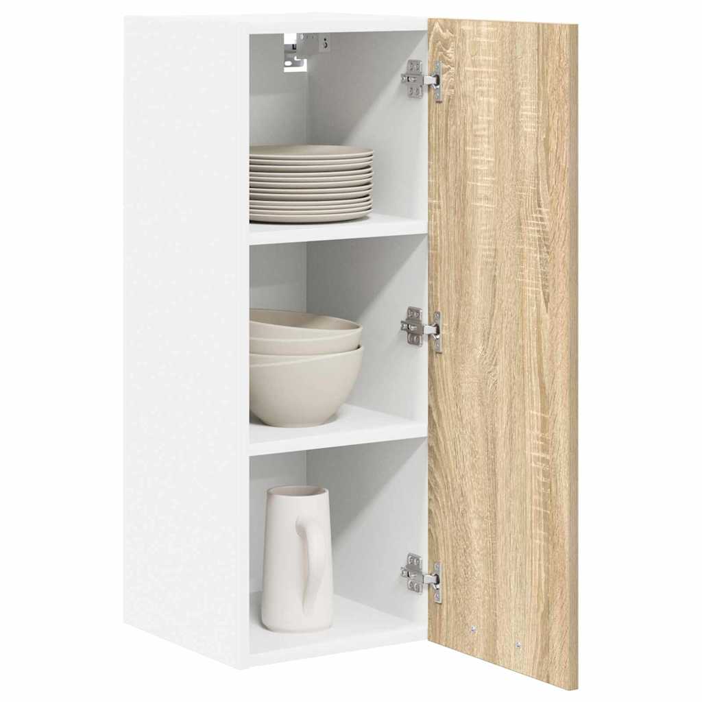 Wall Cabinet Sonoma Oak and White 30 x 31 x 80 cm