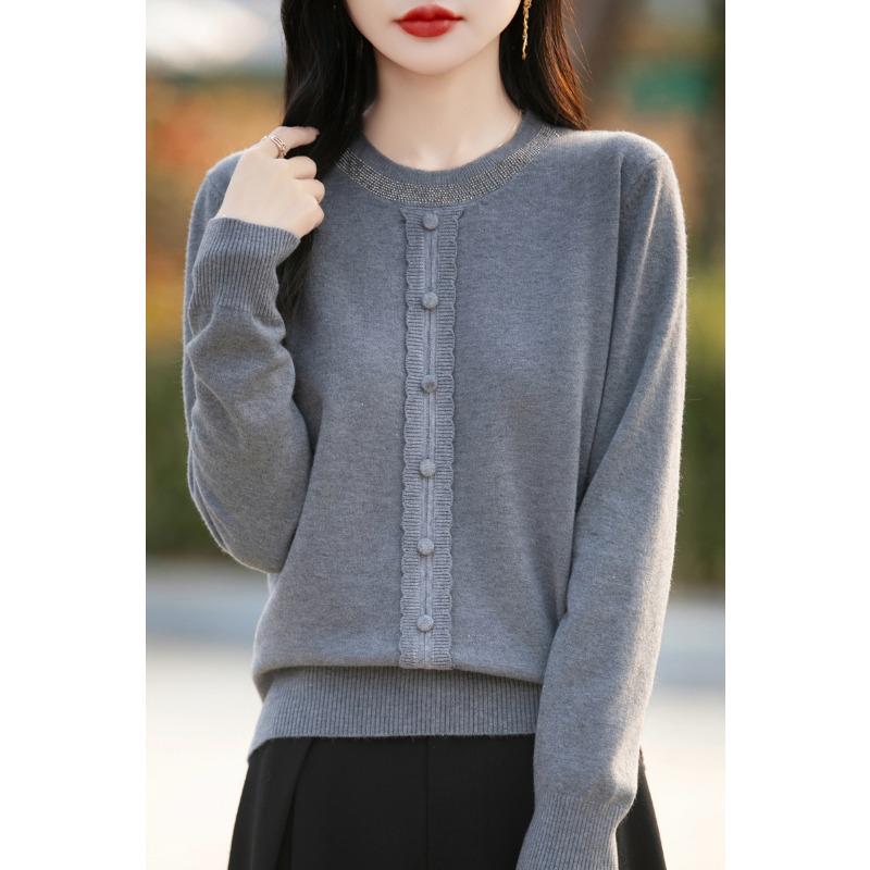 DAFIFY Женская мода повседневная осень-зима однотонный принт длинный рукав O-образный вырез свитера