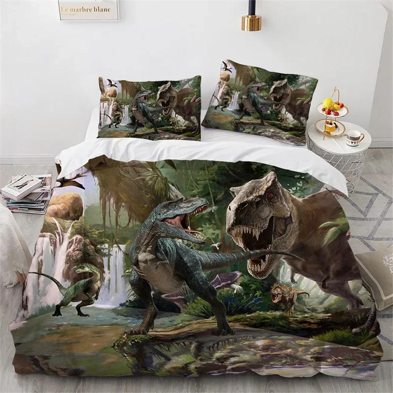 3D Dinosaur Duvet Cover Jurassic Animal Bedding Set Microfiber Comforter Cover King Full For Boys Teens Home Decor Birthday Gift