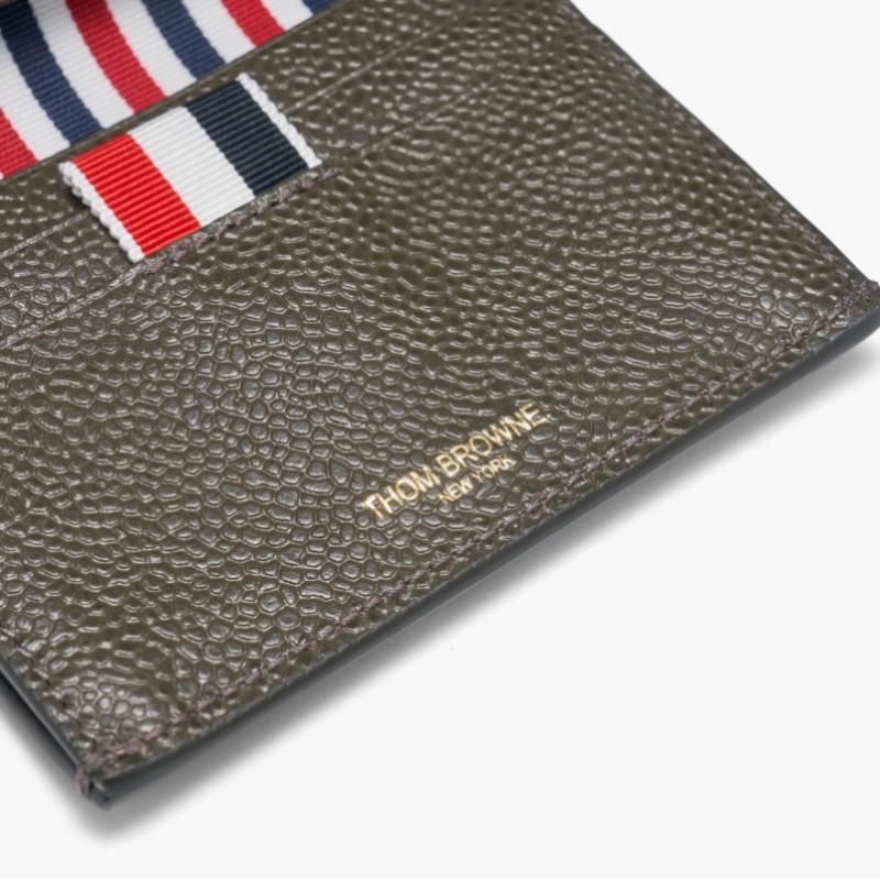 Thom Browne Pebble Grain Three Stripe Card Wallet Maw021l 00198 206