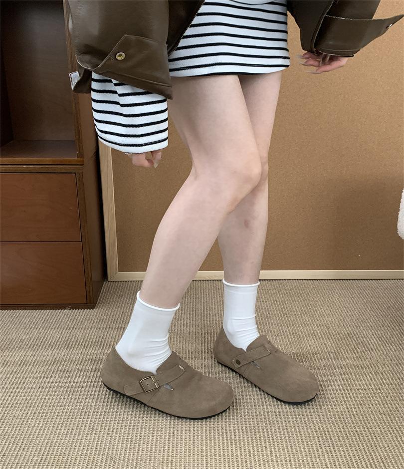 Женские осенние новые полушлепанцы с толстой подошвой 3 см, с закрытым носком, в стиле мори, ретро, ленивые, мягкие, уродливо-милые туфли