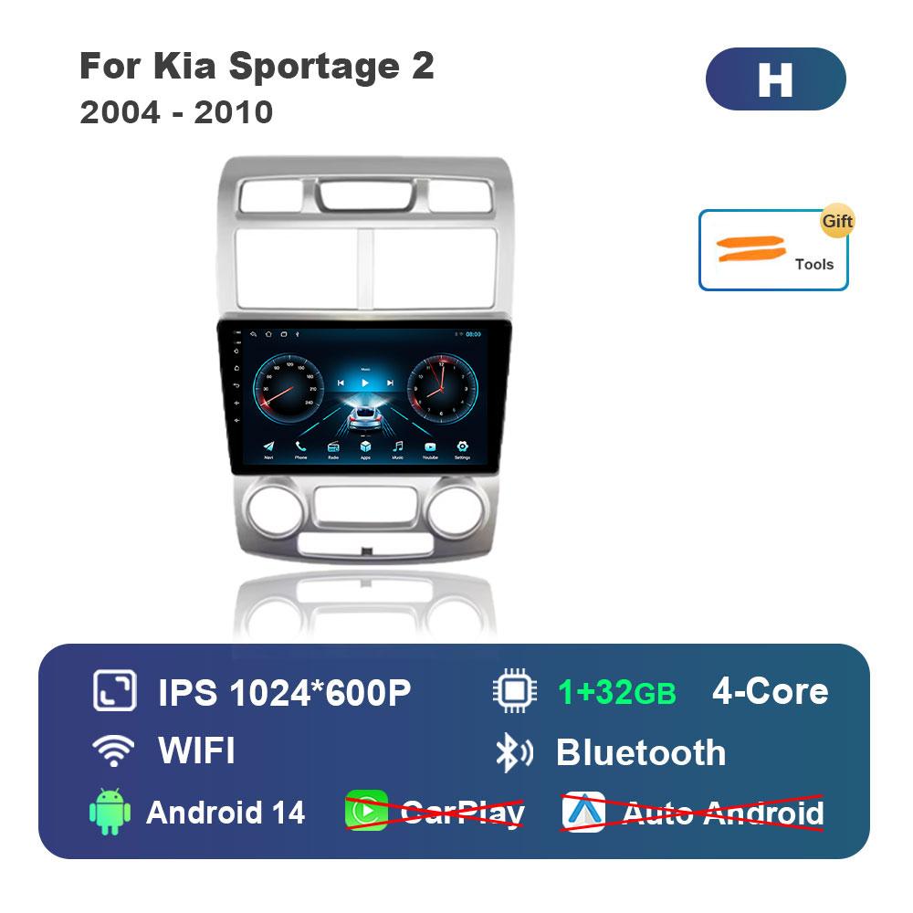 Bluetooth DSP Stereo Car Video Multimedia player for Kia Sportage 2 2004 - 2010 WiFi Android 14 System 4G GPS Touch Screen