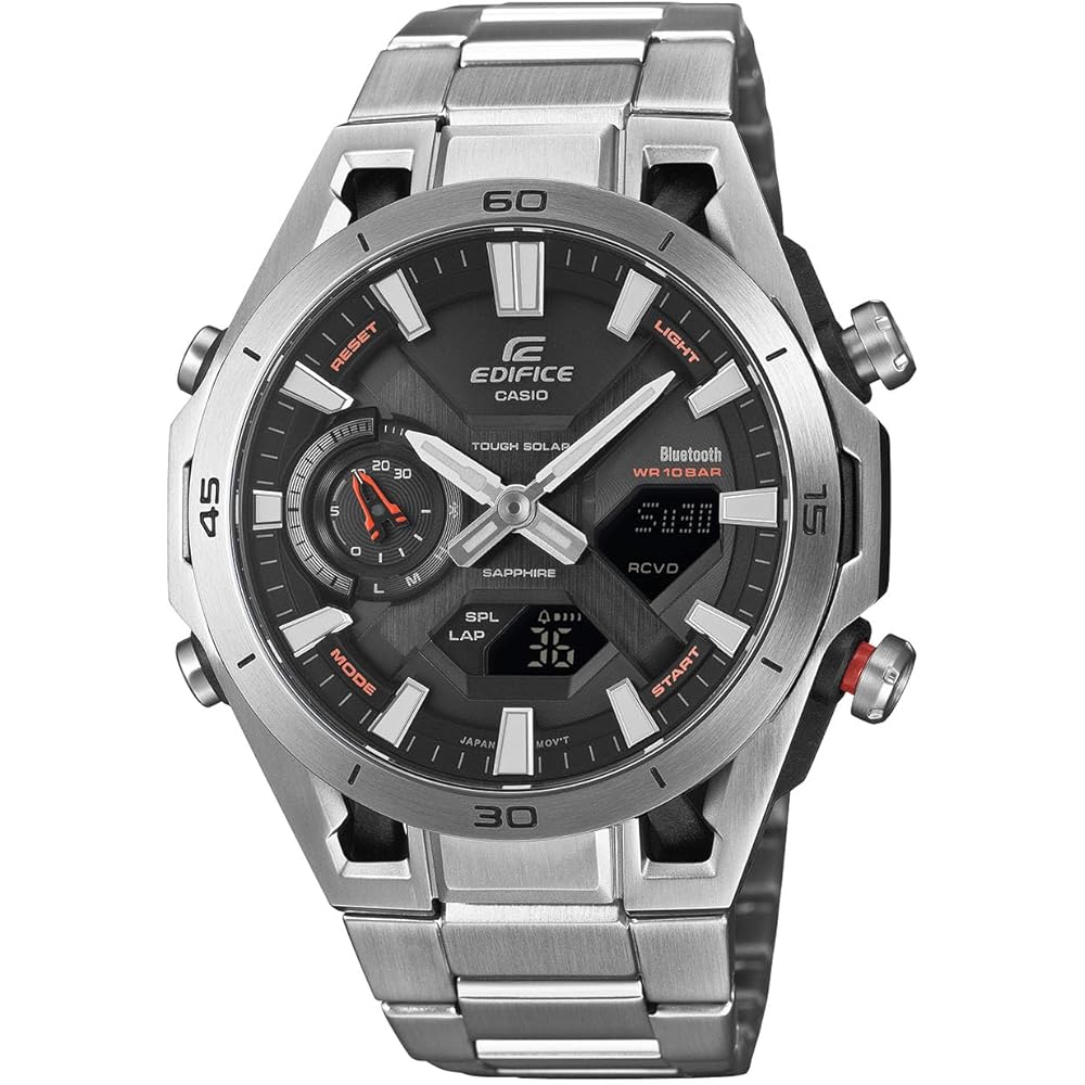 Мужские часы Casio Edifice Bluetooth Tough Solar с сапфировым стеклом ECB-2300YD-1AJF Серебристые