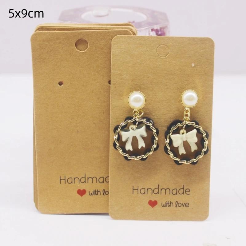 50 шт. белая/крафт-бумага серии HANDMADE многоразмерные открытки, серьги, ожерелья, открытки для украшений