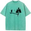Little Bear Ax Protects The Forest Cotton O-Neck Washed T-Shirt Novelty Casual Loose Bleach T Shirt Summer Bleached Tshirt