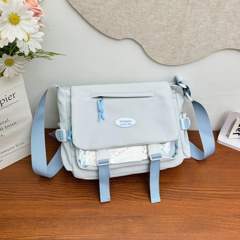 Женская сумка через плечо в студенческом стиле, большая вместительная сумка-мессенджер, контрастная по цвету сумка через плечо