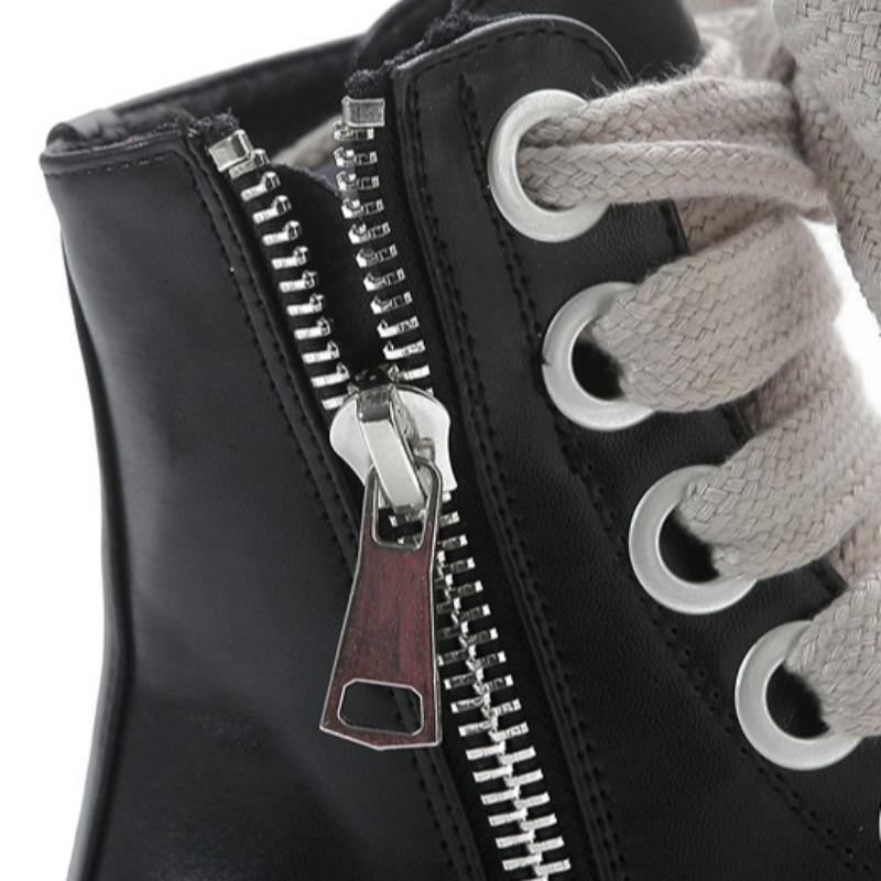 Модные женские кроссовки, уличные высокие современные ботинки, на шнуровке, на молнии, большого размера, кожаные повседневные туфли, женская обувь, Chaussure Femme