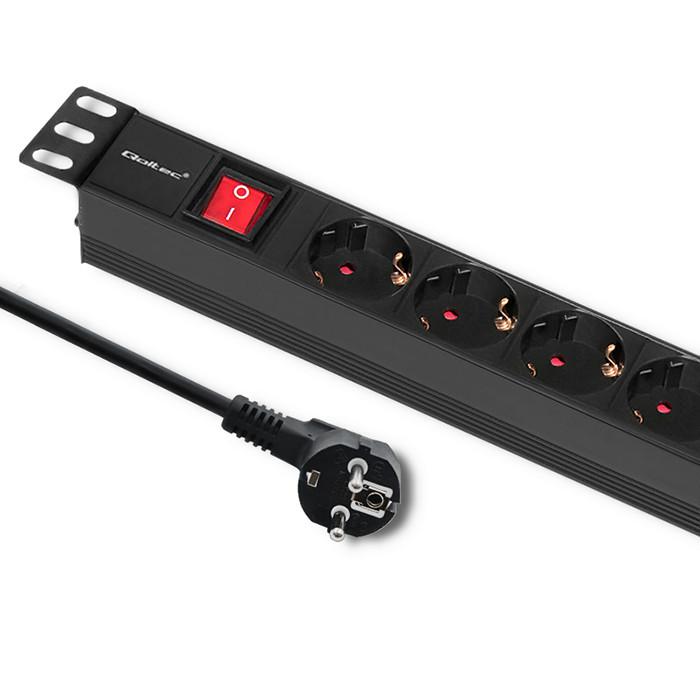 Qoltec Listwa zasilająca PDU do RACK 19'' | 1U | 16A | 6xSCHUKO | 2m