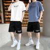 Летний мужской повседневный спортивный комплект с короткими рукавами и шортами