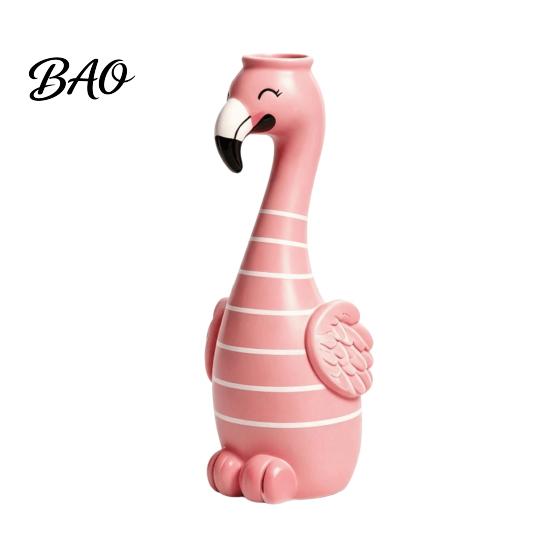 Artistic Floral Container Cute Resin Flamingo Decorative Vase, Pink Flower Holder Figurine, Creative Birthday Gift for Women Tabletop Ornament