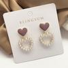 Double Heart Round Cubic Zirconia Earrings (925 Silver) BLS107