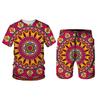 Летние африканские наряды, 3D-печатные спортивные мужские шорты, костюмы, винтажный повседневный комплект из 2 предметов: футболка + шорты, модный мужской спортивный костюм