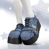Women's Shoes Punk Metal Chain Chunky Platform Ankle Boots  Autumn Thick Bottom Denim Boots Woman Black Gothic Lolita Shoes