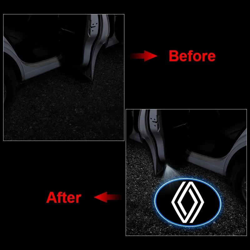 2026 Hot For Renault Hub Caps 1/2pcs LED Car door universal projector high-definition welcome lights For Renault Clio Laguna 2 M