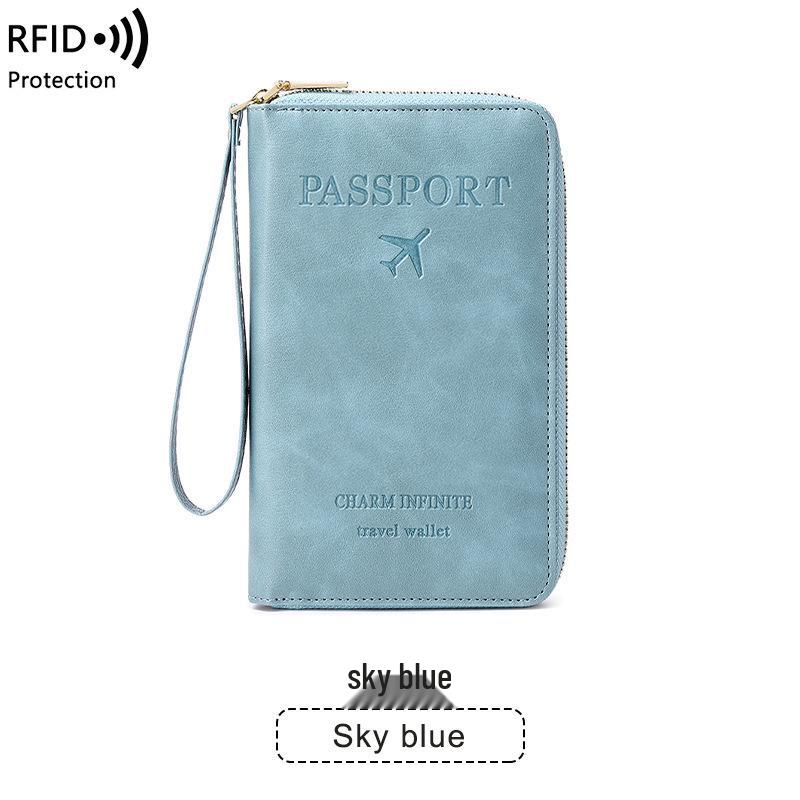Multifunctional RFID Passport Holder & Travel Wallet with Ticket Storage and Zipper