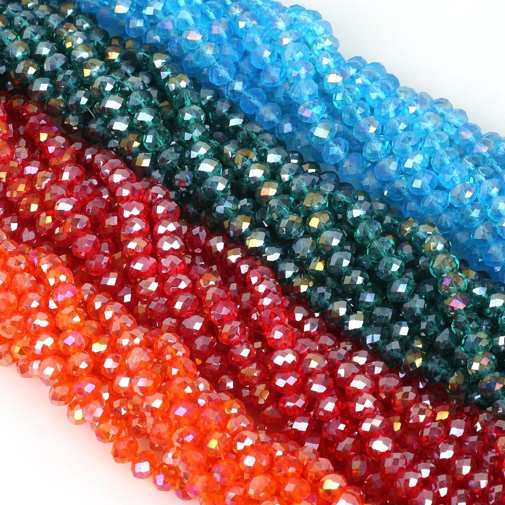 30-200Pcs Rondelle Austria Faceted Crystal Glass Beads Loose Spacer Beads for Jewelry Making