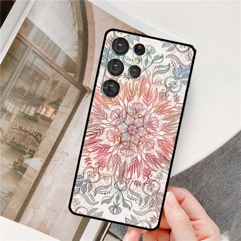 Flowers Mandala Floral Phone Case For Samsung Galaxy S24 Ultra S9 S10 S20 S22 S21 Plus S23 FE S25 Ultra Full Cover