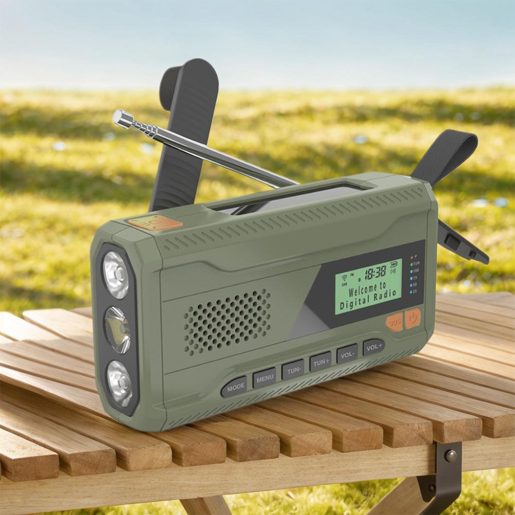 Портативное DAB FM радио с фонариком, BT-динамиком, радио на ручной рукоятке, перезаряжаемое солнечное радио для экстренных случаев, кемпинга, выживания в шторм