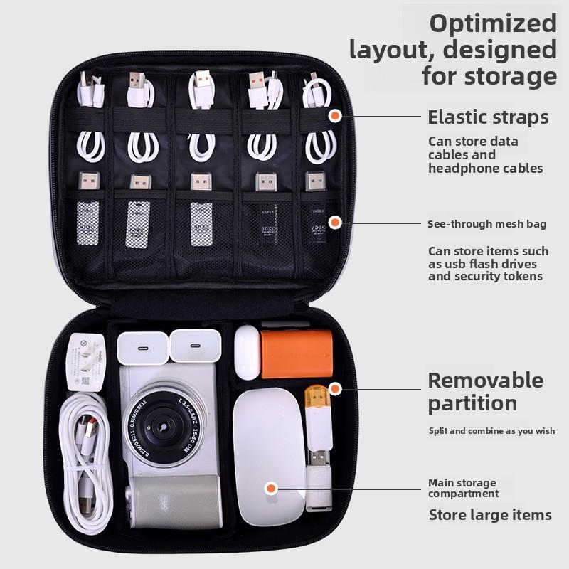 Multifunctional Organizer Bag for Hard Disk, USB Data Cables and Chargers - Compact Design, Protects Devices and Cables Neatly