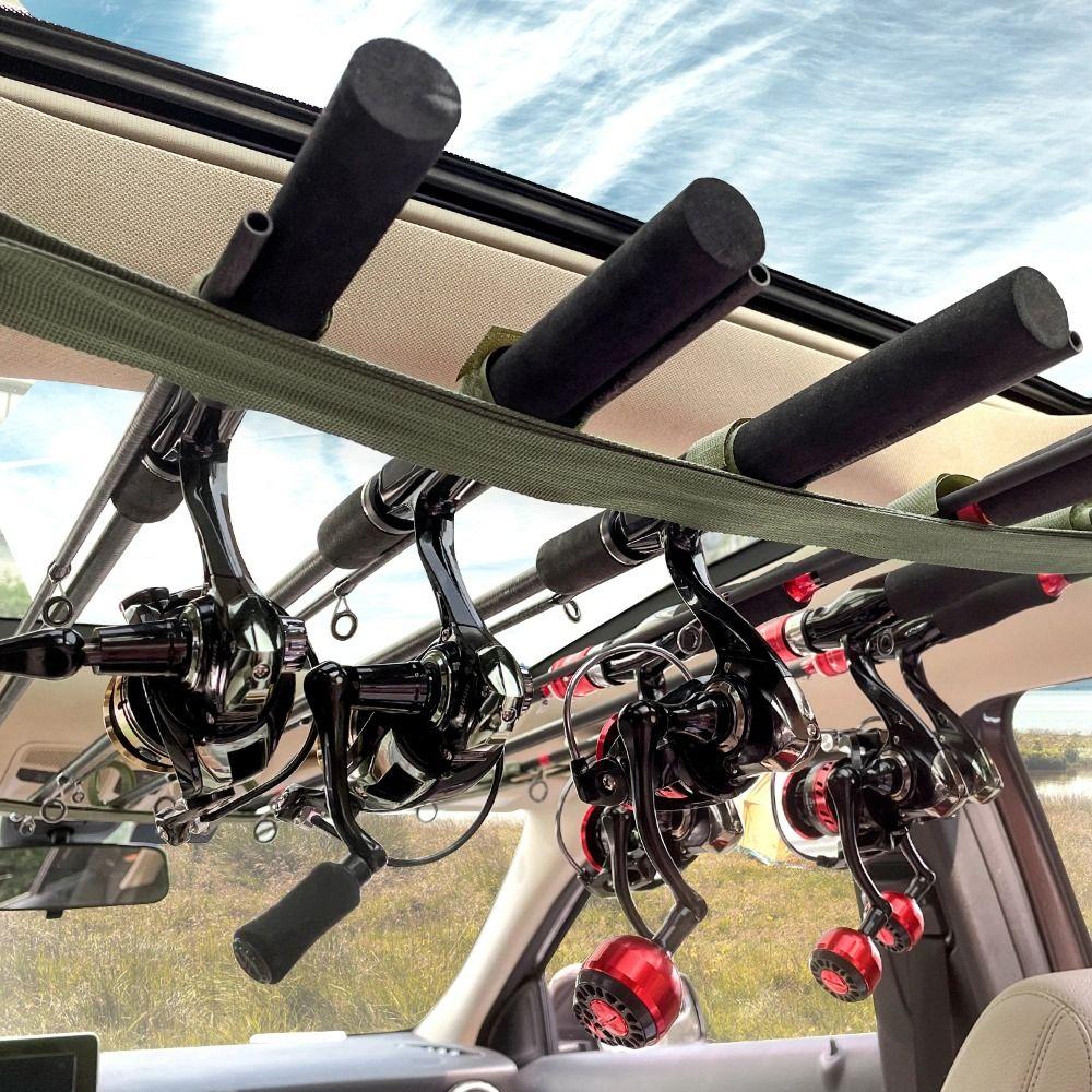 2Pcs Snap Buckle Car Fishing Rod Holder 7 Rod Capacity Vehicle Fishing Rod Strap Van